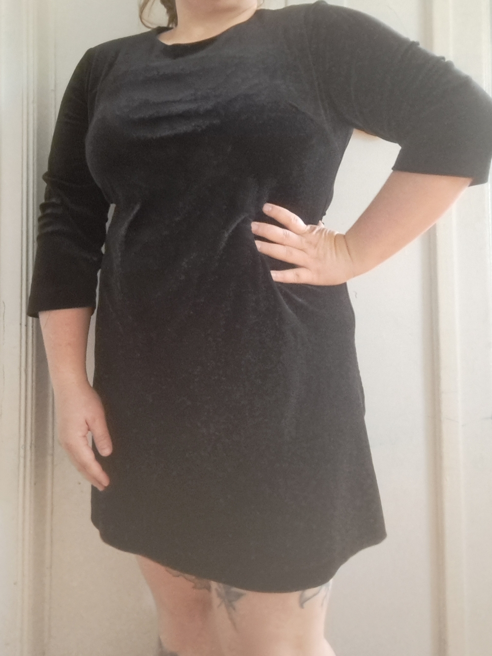 Vero by Véronique Cloutier Black Velvet Shift Dress | Women's Large